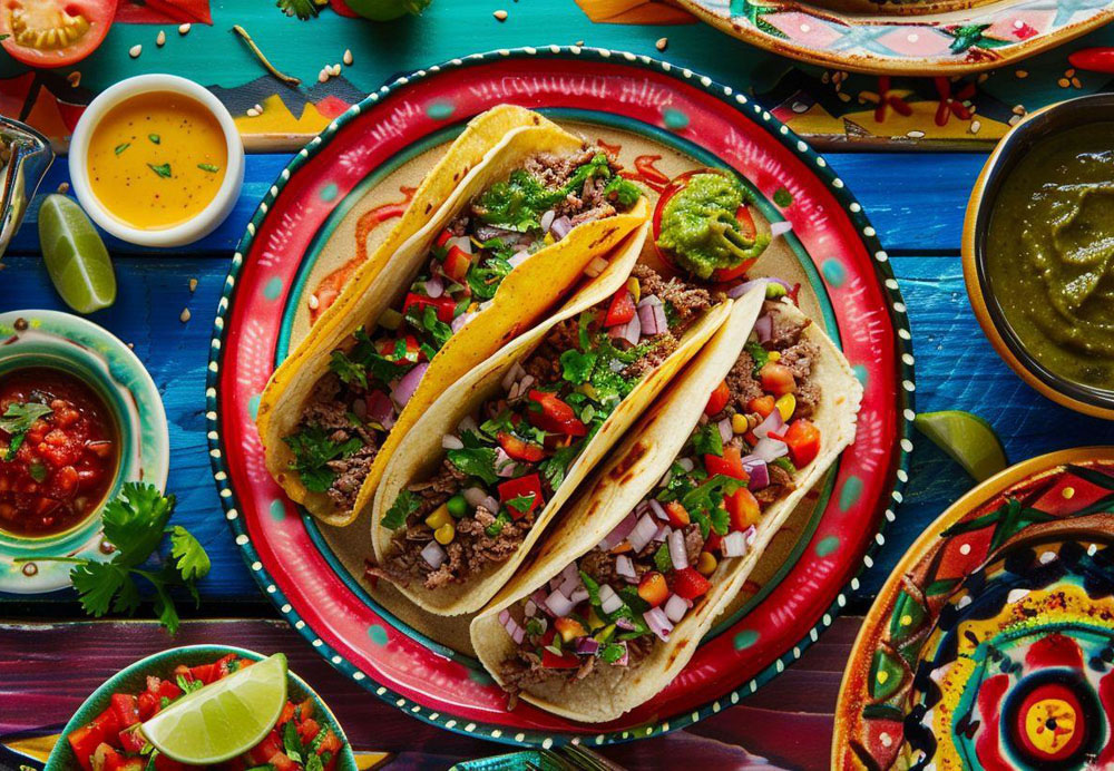 A plate of tacos on a table